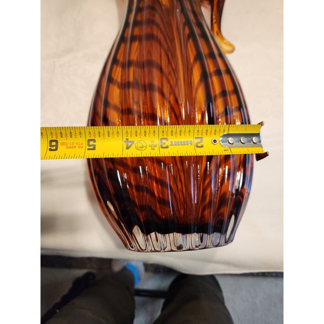 For your consideration is a stunning, authentic Murano glass pitcher hand-blown by the renowned glassworks of Vincenzo...