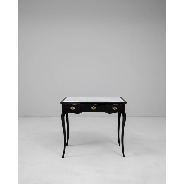 Early 20th Century 1900s French Black Patinated Side Table With Marble Top For Sale - Image 5 of 18