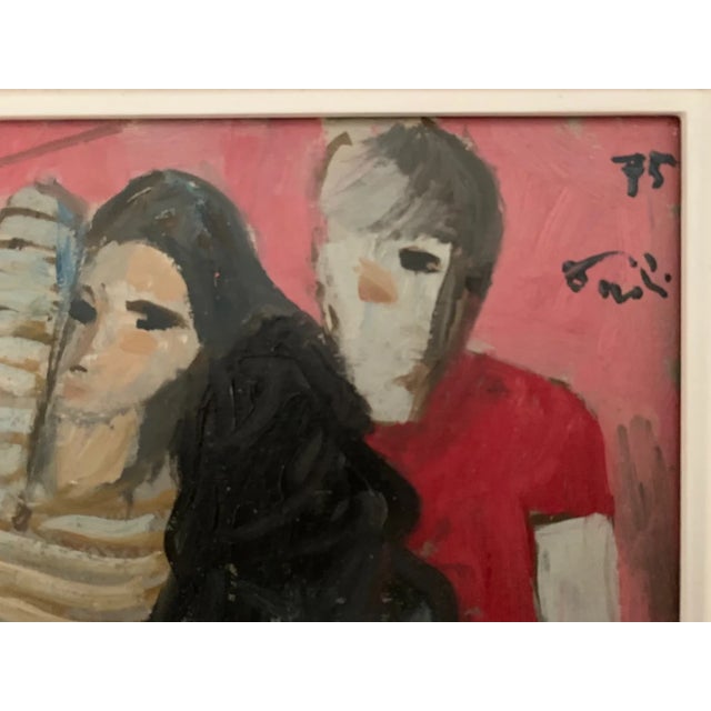 Bruno Paoli "Fur" Original Italian Modern Figurative Portrait, 20th Century Florence Italy Fine Art Painting, Oil on Board, 23.5x20" For Sale - Image 4 of 8