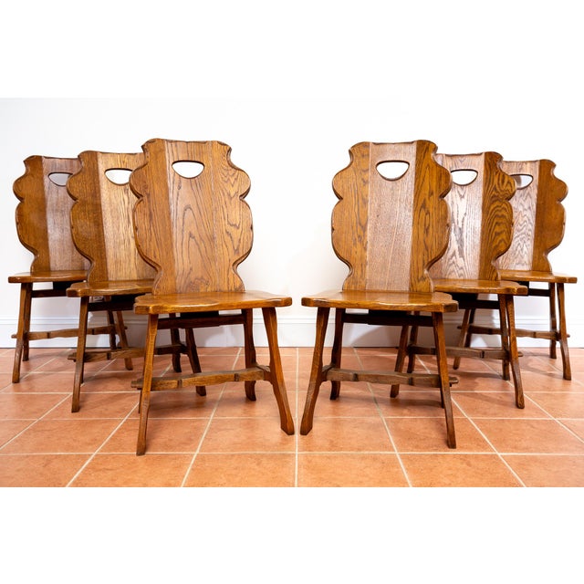Vintage Belgian Dining Chairs in Oak, 1960s, Set of 6 For Sale - Image 12 of 18