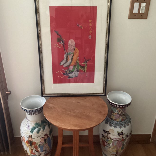 Framed Chinese Embroidery Panel of Shouxing the Star of Longevity Circa 19th Century For Sale - Image 12 of 12