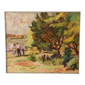Anthony A. Ferrara 'Couple by River' Original Oil Painting