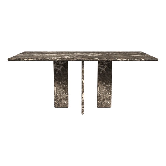 Luna Rectangular Dark Emperador Marble Dining Table 82.6" For Sale