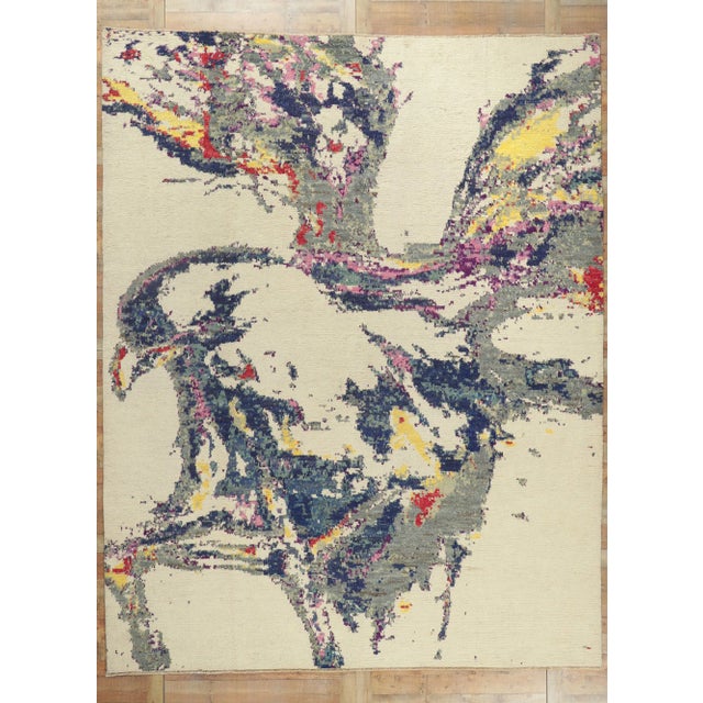 Vintage Modern Moroccan Ornithology Rug - 10'06 X 13'03 For Sale - Image 9 of 11