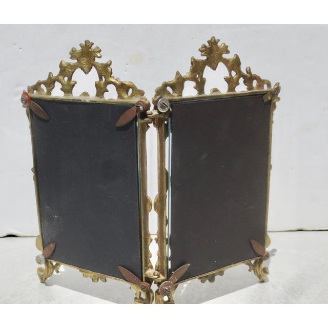Late 19th Century Antique Rococo Cast Brass Portrait Frames Hinged Pair For Sale - Image 5 of 6