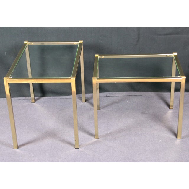 Mid-Century Modern Belgo Chrome Gold Plated Nesting Tables, Mid 20th Century - Set of 2 For Sale - Image 3 of 9