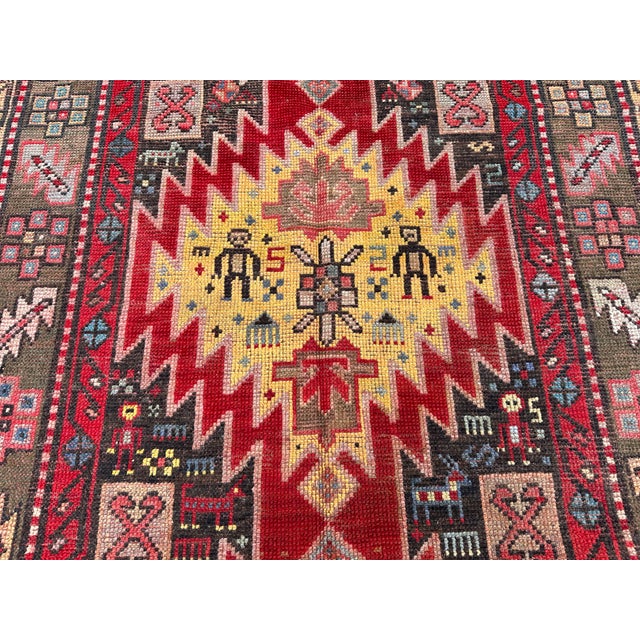 Antique Caucasian Karabagh Hand-Knotted Wool Runner - 10'3" X 3'10" For Sale - Image 10 of 15