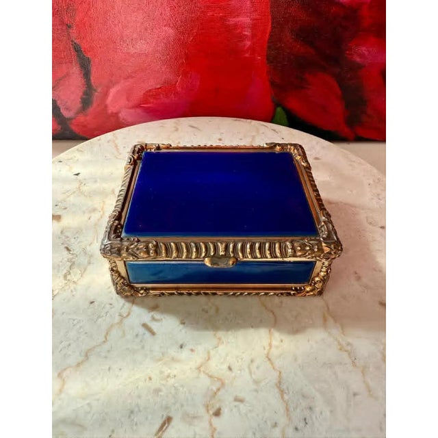 Royal Bovano Italian Style Cobalt Blue Enamel Vintage Cigarette Case or Jewelry Box From the 1950s or 1960s For Sale - Image 12 of 12