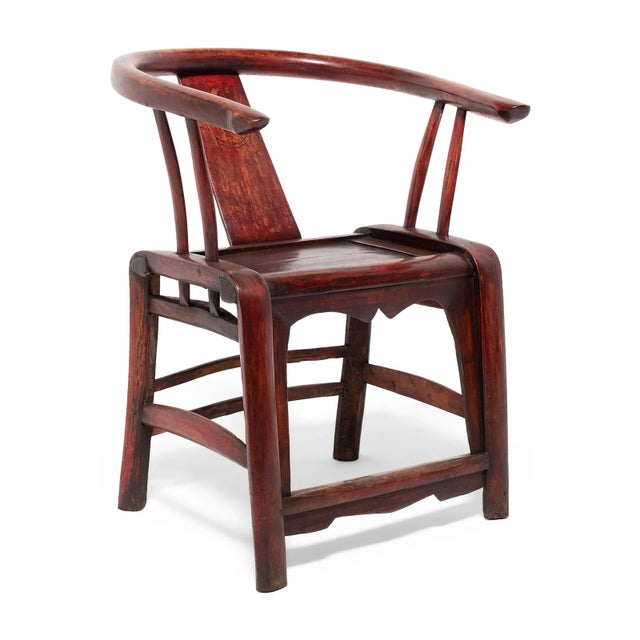Chinese Chinese Red Lacquer Roundback Chair, 19th C. For Sale - Image 3 of 8