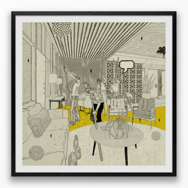 This work is the left panel of Steve Moors’ Pool Party triptych. Set within a mid-century modern interior, the composition...