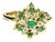 14k Gold Emerald and Diamond Floral Cluster Cocktail Ring Vintage For Sale