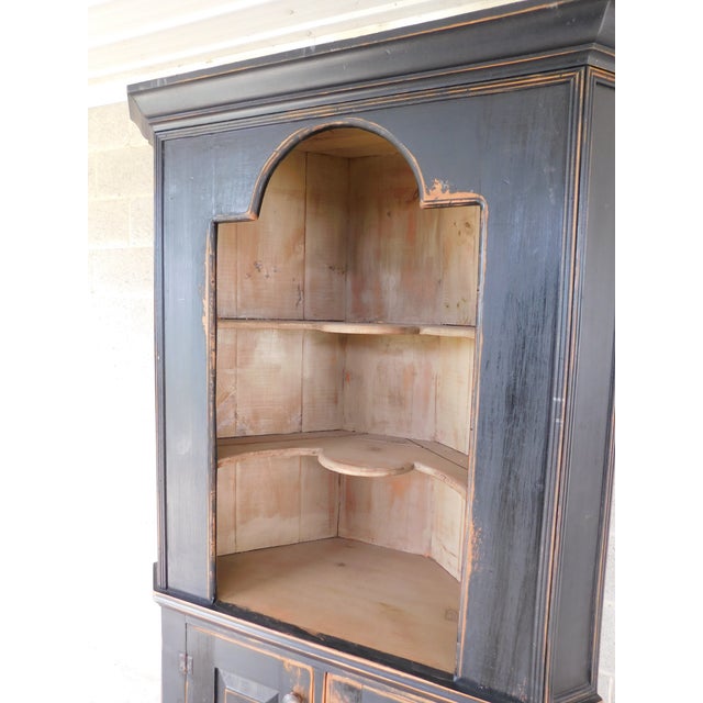 Primitive Shaker Style Paint Distressed Corner Cabinet by Ezra G Tiffin Ohio For Sale - Image 10 of 12
