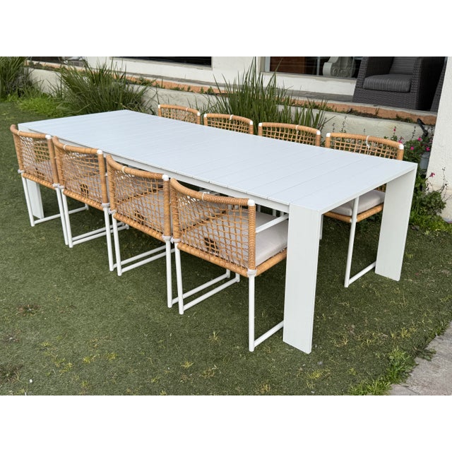 White Harbour Outdoor Hayden Dining Table + Loop Rattan Dining Chairs, Set For Sale - Image 8 of 12