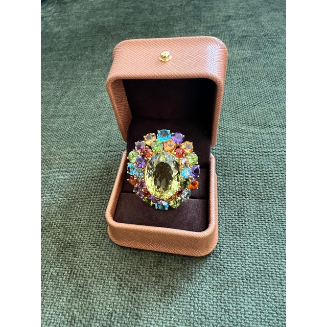Bochic "Orient" Vintage Amethyst, Lemon Quartz & Citrine Ring Set In 18K Gold & Silver For Sale - Image 12 of 18