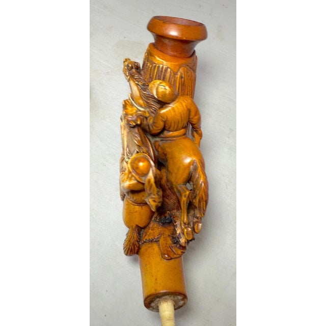 Huge Antique 19th Century Hand Carved Man Lady Horse Dog Meerschaum Smoking Pipe For Sale - Image 9 of 16