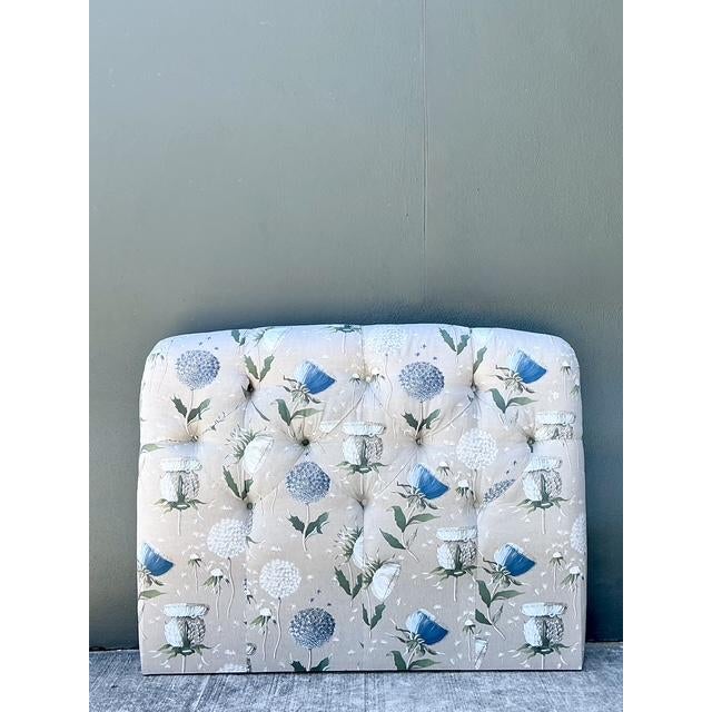 Vintage Printed Flower Upholstered Queen Headboard For Sale In West Palm - Image 6 of 12
