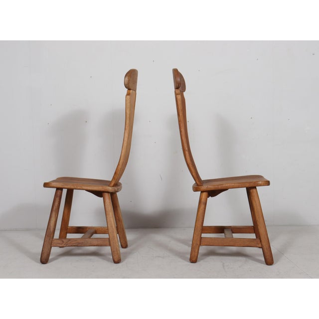 Brown Brutalist Dining Chairs in Oak by De Puydt, Belgium, 1970s, Set of 6 For Sale - Image 8 of 18