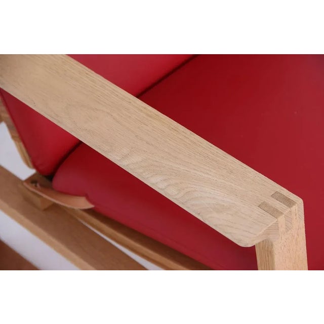 Model 2256 Armchair in Oak and with Red Cowhide by Børge Mogensen for for Fredericia For Sale - Image 9 of 10