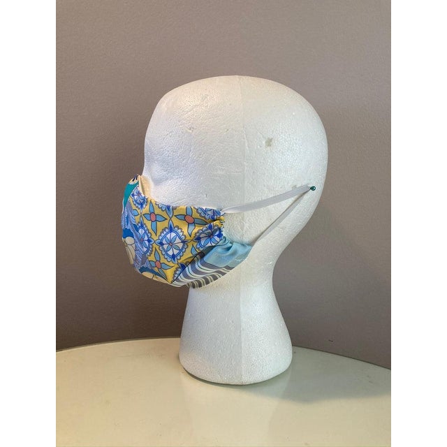 Blue Hermes L'Art du Sarasa Silk Scarf Face Covering For Sale - Image 8 of 9