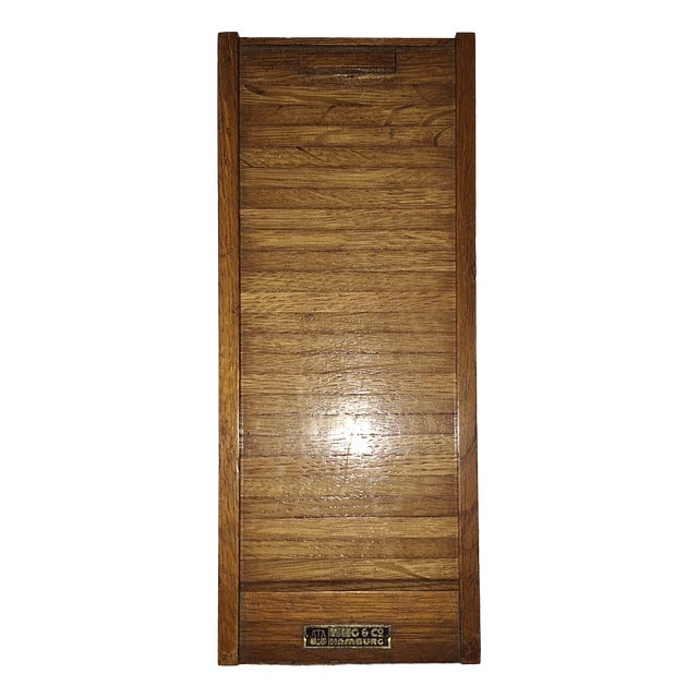 Vintage German Box in Oak Wood with Roller Shutter Closure by Wieg & Co, 1930s For Sale