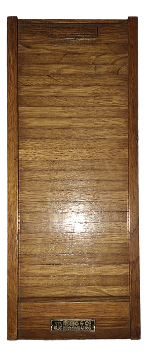 Vintage German Box in Oak Wood with Roller Shutter Closure by Wieg & Co, 1930s
