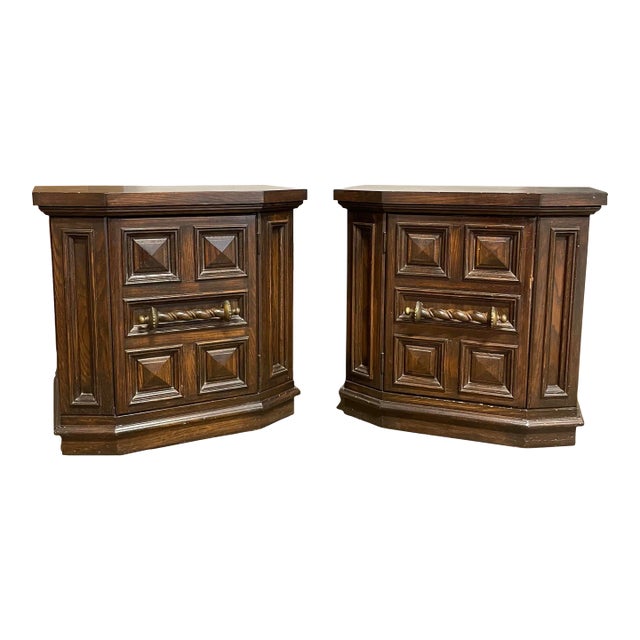 1970s Mediterranean Style Nightstands - a Pair For Sale