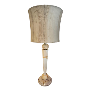Late 20th Century Art Deco Style Italian Breccia Marble Table Lamp, Original Shade