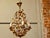 Metal French Toleware Gilt and Ceramic Flower 5-Bulb Chandelier, 1930 For Sale - Image 7 of 8