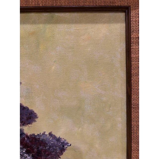 Vintage Mid-Century Signed and Framed Still Life Original Oil on Canvas Painting of Lilacs in a Jug, 1950s–1960s For Sale In San Diego - Image 6 of 12