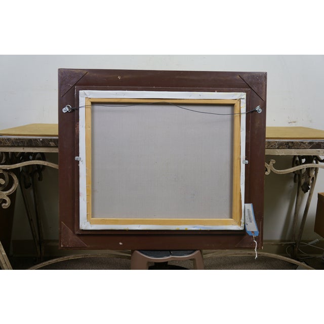 Late 20th Century C. Jaffey Cottage Garden Stream Landscape Oil Painting on Canvas 31" For Sale - Image 12 of 12