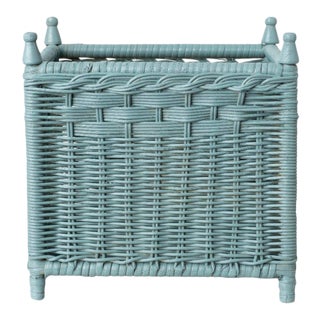Wicker Box Planter in Pale Blue, Large For Sale