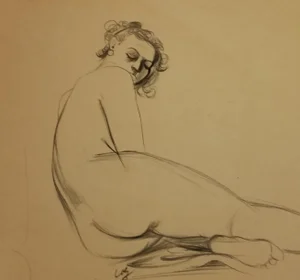 Original Nude Sketch by Herman Volz
