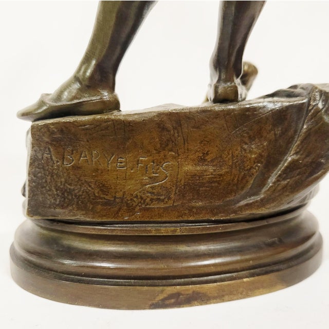 Antique French 19th C Harlequin & Poodle Bronze Statue Signed A. Barye For Sale - Image 12 of 14