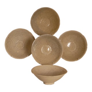 Chinese Ceramic Bowl Celadon Song Period Bowls Jepara Shipwreck Set of 5 For Sale