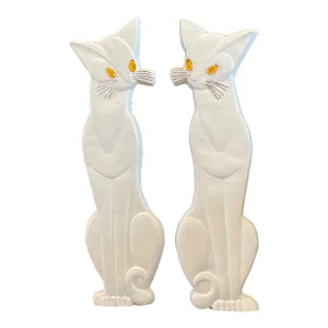 Pair of Chalkware Siamese Cat Wall Hangings by Roman Art Company, Circa 1960