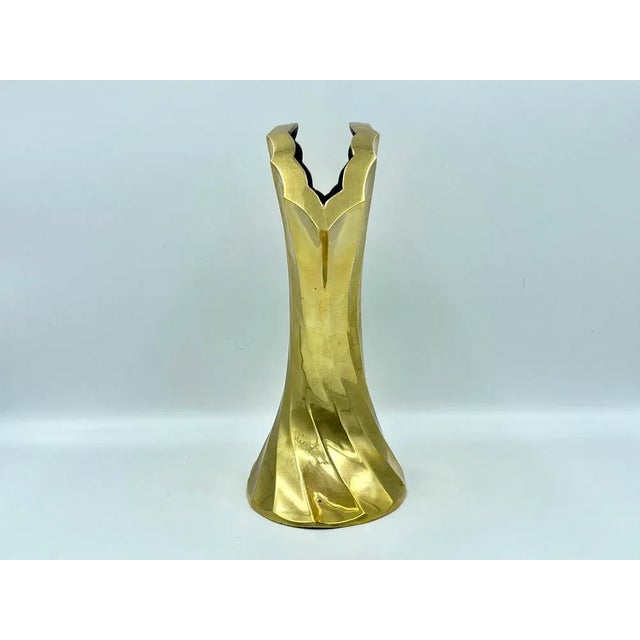 1960s Sculptural Shell Vase in Brass, 1960s For Sale - Image 5 of 13