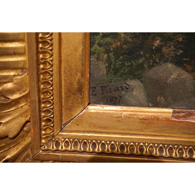 E. Picard, Landscape, 1877, Painting on Linen For Sale - Image 6 of 12