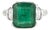 Art Deco 4.37 Carat Emerald & Baguette Diamond Ring Size 6.5 in 14k White Gold For Sale