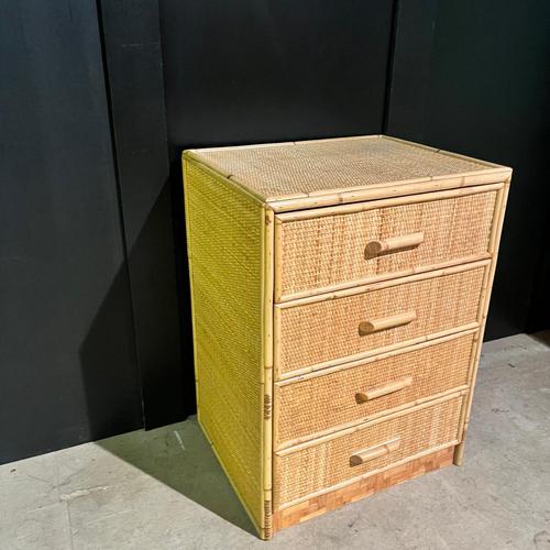 Mid-Century Rattan 4-Drawer Bedside Table For Sale - Image 6 of 7