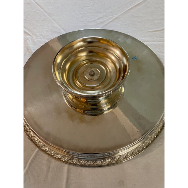 1960’s “Spring Flowers” Wm. Rogers & Son Silver Plate Gallery Tray Lazy Susan For Sale - Image 4 of 7