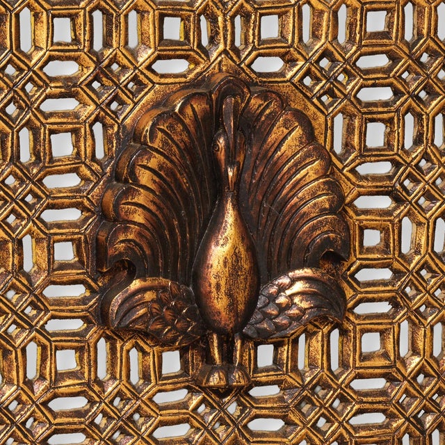Jali Wooden Panel with Peacock Motif, 1980s For Sale - Image 3 of 5