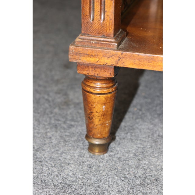 Louis XVI Style Brass Mounted Marble Top Two Tier Console Table For Sale - Image 15 of 16