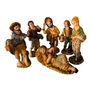 Gulino Caltagirone Sicily Majolica Figurine Set of 6