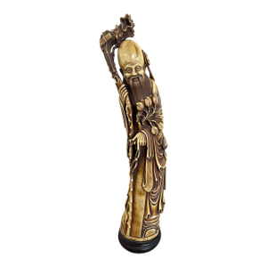 Vintage Carved Shou Lao God of Longevity Statue
