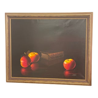 Dark Academia Vintage Italian Chromolithograph Still Life Painting For Sale