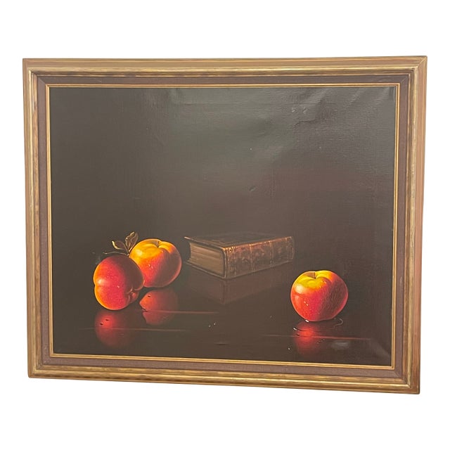 Dark Academia Vintage Italian Chromolithograph Still Life Painting For Sale