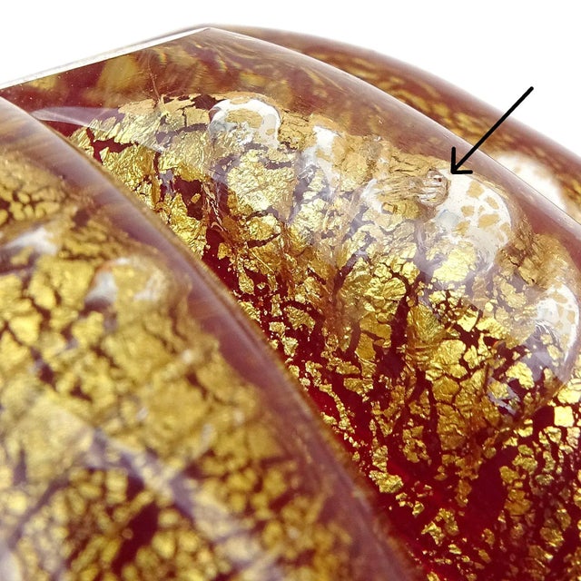 Barovier Toso Murano Vintage Red Gold Flecks Italian Art Glass Flared ...