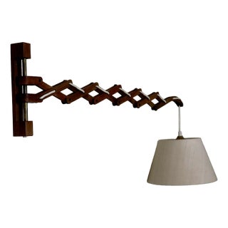 Large Concertina Wall Light in Teak by Erik Hansen for Le Kilint, Denmark, 1960s For Sale