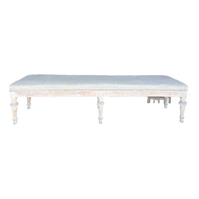 Early 19th century Swedish Gustavian style Footstool/Bench with lovely aged and scraped white cream patina. This is...