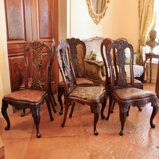 Rococo Set of Six Dining Chairs With Leather Seats, Portuguese or Spanish Rococo, 18th Century For Sale - Image 3 of 18